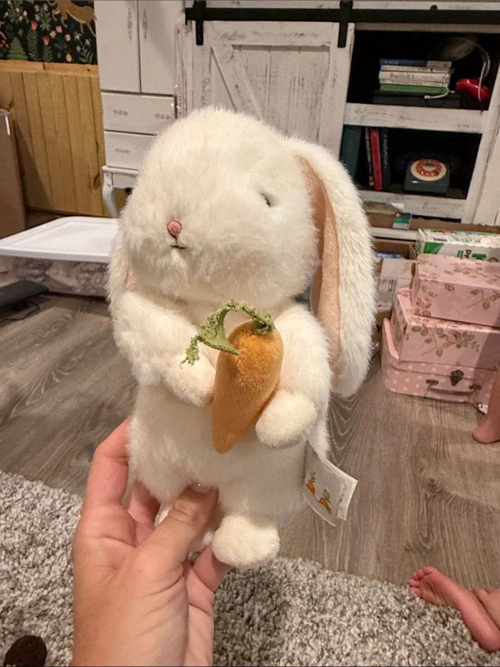 Bunnies by the Bay Cream Plush Bunny with Orange Carrot